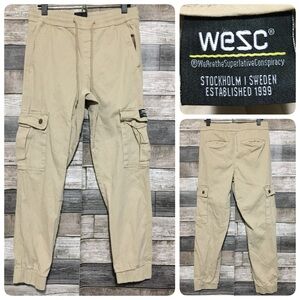 Wesc Slim Utility Cargo Jogger Pants Drawstring Men’s M Tan (Inseam 26.5) READ